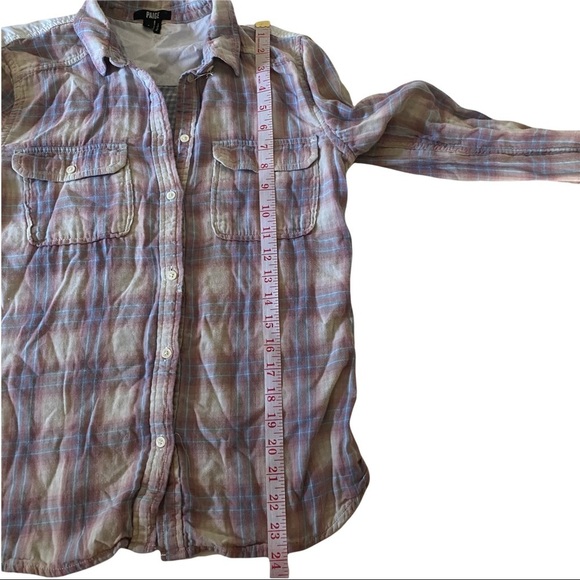 Paige Trudy Flannel Button Front Long Sleeve Pink Plaid Check Women Shirt Small - Picture 11 of 12